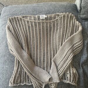 Princess Polly Taupe Open-Knit Sweater